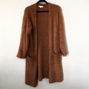 Long faux fur cardigan